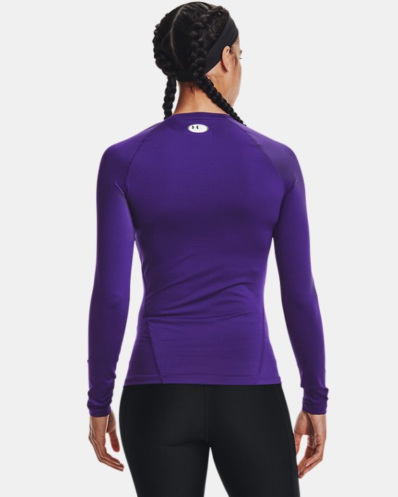 Women's HeatGear® Compression Long Sleeve, Purple, pdpMainDesktop image number 1